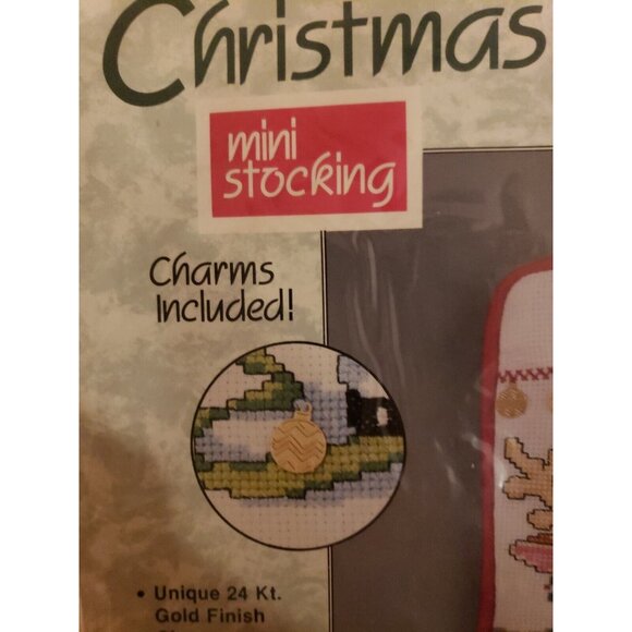 Christmas Stocking Kit Counted Cross Stitch Rudolph and Elves 24k Mini Charmable - Picture 3 of 9